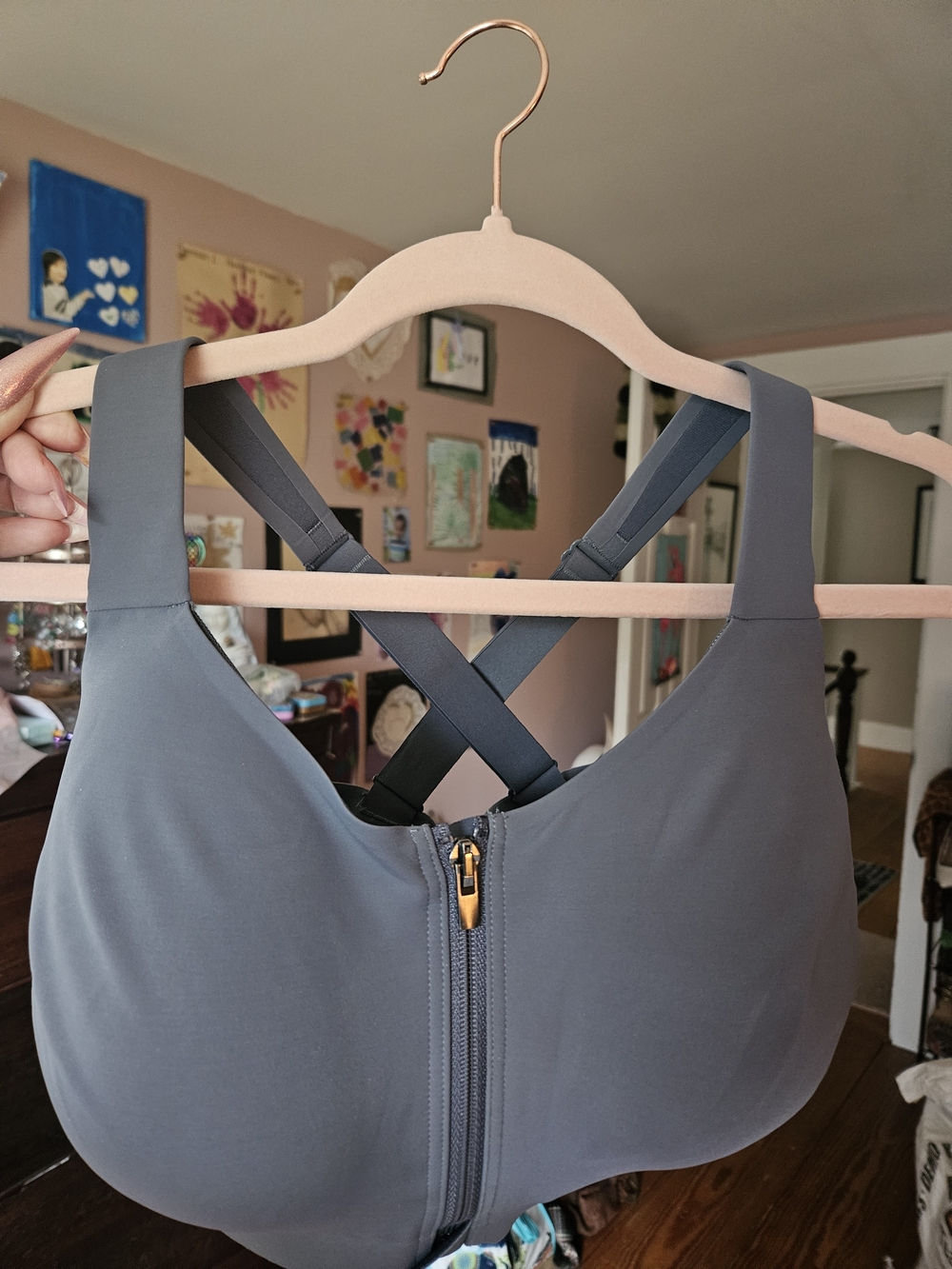 Victoria's Secret Slate Gray Front-Zip Crisscross Sports Bra